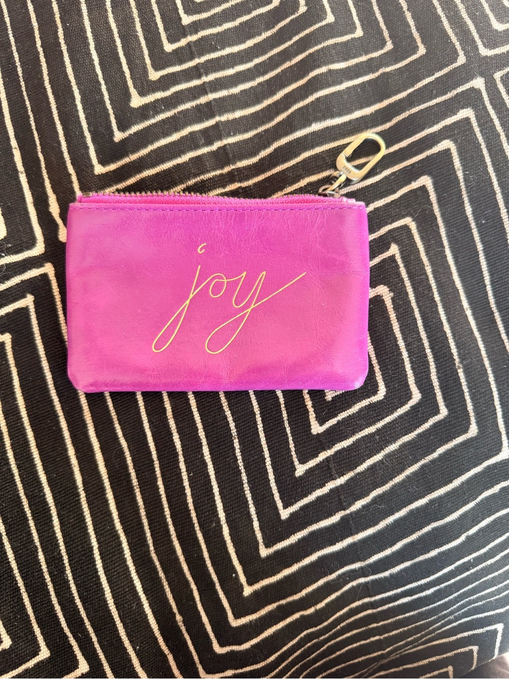 HOBO Magenta Leather Zip Pouch with Gold Script